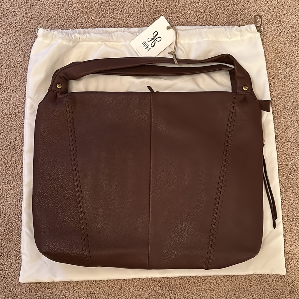 Hobo Alannis Mahogany Leather Shoulder Bag NWT includes duster bag